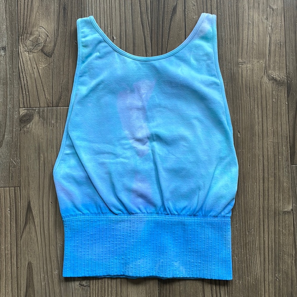 NWOT Free People Custom Tie Dye Good Karma High-Neck Crop Top